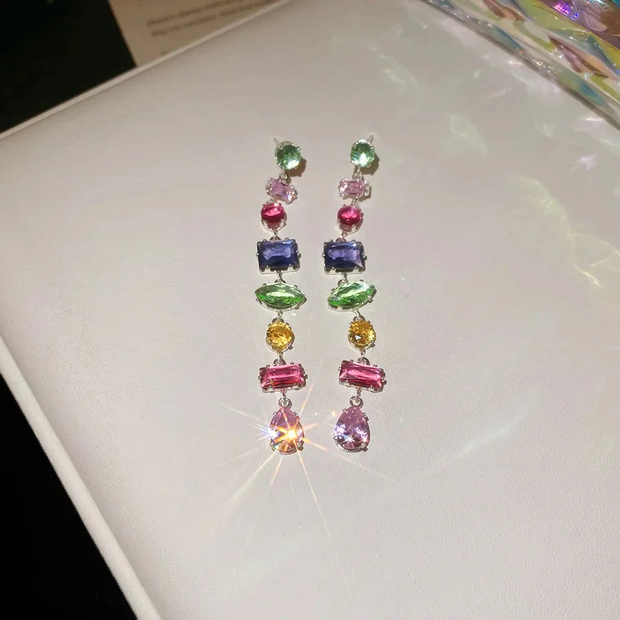 Brand 18K Gold Plated New Luxury Colourful Crystal Zircon Necklace For Women Fashion Party Jewelry Accessories Ladies Jewellery