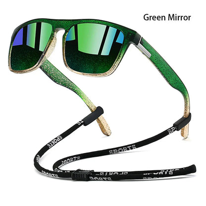 Sunglasses with Chain for Men and Women, Classic Square, Driving, Fishing, Colorful, Lightweight, Outdoor Safety Goggles
