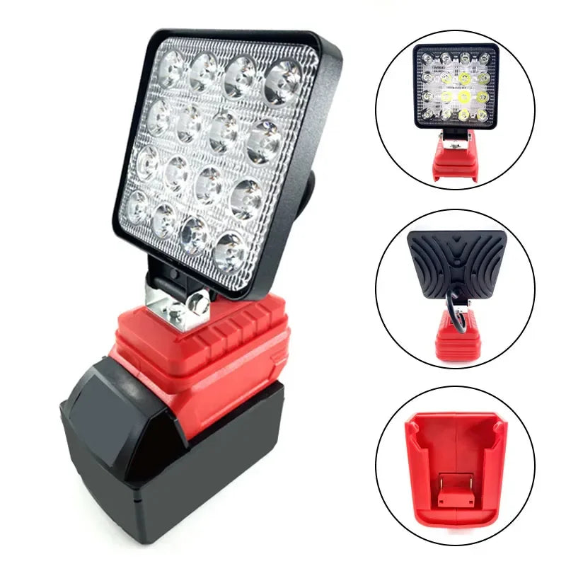 Heavy-Duty LED Work Light - Compatible with Makita/Dewalt/Milwaukee 18V Li-ion Batteries - Portable Camping & Emergency Flashlight