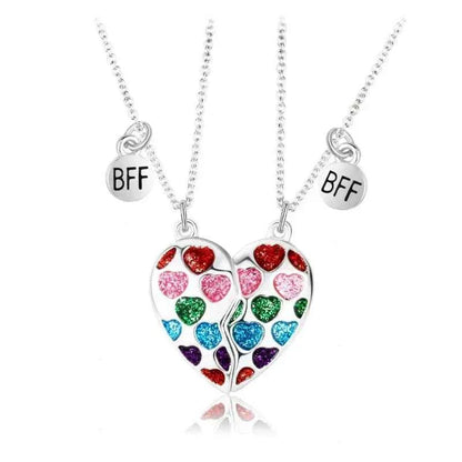 Cute 2 Pcs BFF Necklace Heart Pendant Best Friend Necklace Fashion Couple Chain Necklace Children Friendship Jewelry