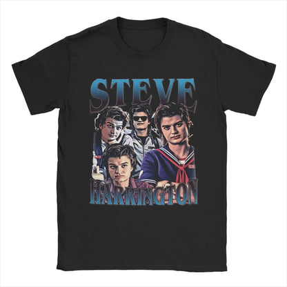 Men T-Shirts Steve Harrington Fun Cotton Tees Short Sleeve Christmas T Shirt Crewneck Clothes Graphic Printed