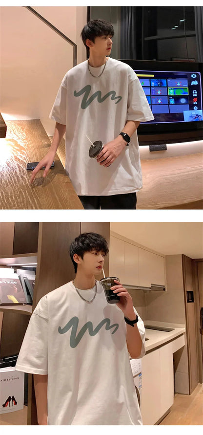 Men's T Shirt Oversized Mens White Cotton T-shirts Funny Print 5XL Casual Wear Summer Tee Shirts For Men Big Size Male Clothes