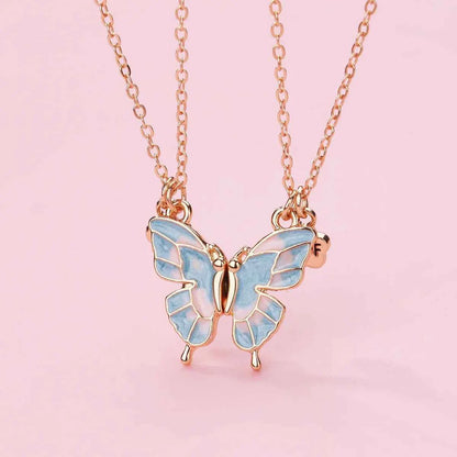 Best Friends Pendant Necklace For Woman Girls Magnetism Sequin Couple Crystal Chain Choke BFF Friendship Forever Jewelry Gift