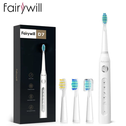 Fairywill Electric Sonic Toothbrush FW-507 USB Charge Rechargeable Adult Waterproof Electronic Tooth Brushes Replacement Heads s