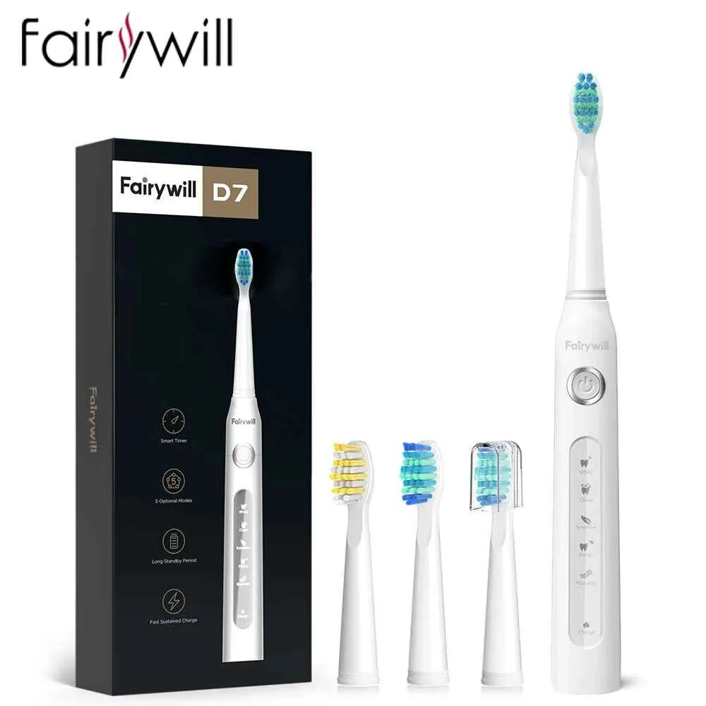 Fairywill FW-507 Electric Sonic Toothbrush - Rechargeable Adult Waterproof Toothbrush with 5 Modes