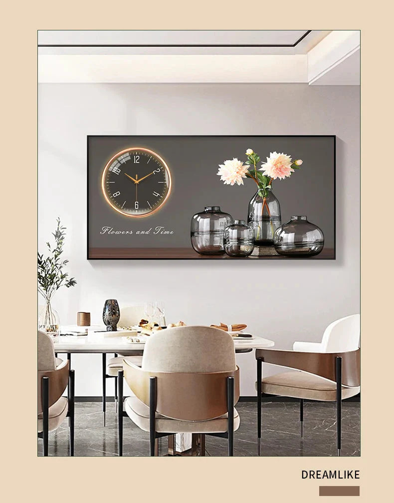 Large Size Aluminum alloy framed Artwork Wall Clock, Luxurious Muted Quartz Clock for Home Decor,living Room,bed Room Décor