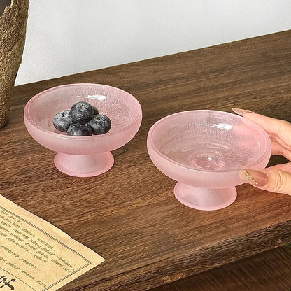 High-looking Fruit Plate, Small Exquisite Glacier Glass High-foot Plate, Candy Snack Plate, Fruit Plate