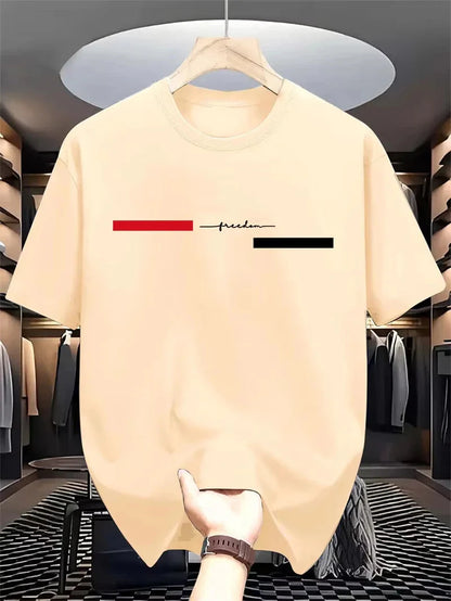Simple Fashion Striped Graphic T Shirts For Men Summer Casual  Letters Printed T-shirts Loose Streetwear Harajuku Tees Tops