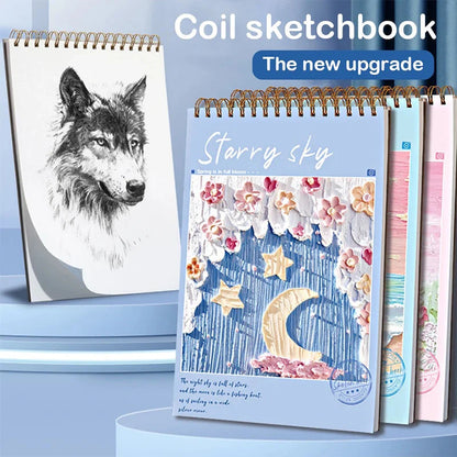 A4 Sketchbook 160 GSM 60 Sheets Drawing Paper Art Book for Artist Watercolor Oil Painting Stationery Students School Supplies