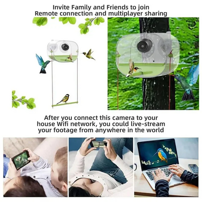 ABHT-Bird Feeder And Camera With Strong Suction Cup Weatherproof Large-Capacity Food Organizer Birdwatching, Gift For Bird Lover