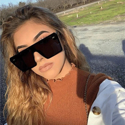 Oversized Square Sunglasses Women 2024 Luxury Brand Fashion Flat Top Red Black Clear Lens Men Fishing Shade Mirror UV400