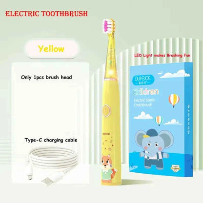 Kids Sonic Electric Toothbrush Cartoon with Colorful LED Light IPX7 Waterproof Overall Clean Teeth Rechargeable Care Toothbrush
