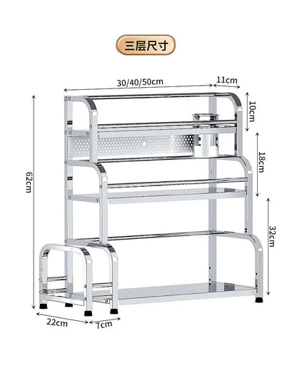 Stainless Steel Kitchen Storage Shelf Seasoning Jar Spice Storage Rack Chopsticks Knife Shelf Bar Organizer Kitchen Supplies