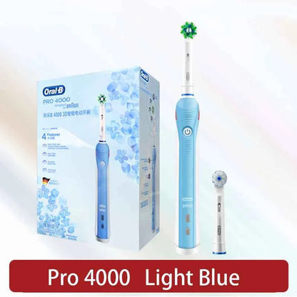 Oral B Electric Toothbrush Pro 4000 Sonic Clean Rechargeable Tooth Brush 4 Cleaning Modes Pressure Sensor Light Wateproof