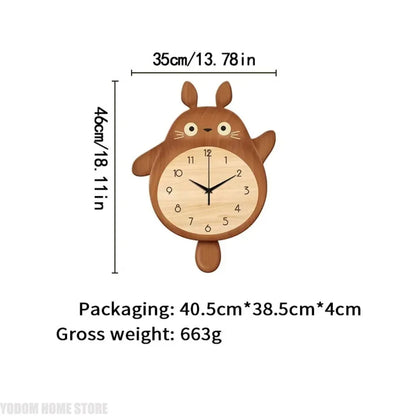 Cartoon Cat Design Wall Clock Wooden Sway Hanging Clock Decorative Painting For Restaurant Home Decor Gift