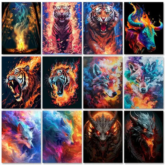 Diy Paint By Numbers For Adults Beginners Wolf Animals Acrylic Painting By Number Kits Home Decoration Framelessless