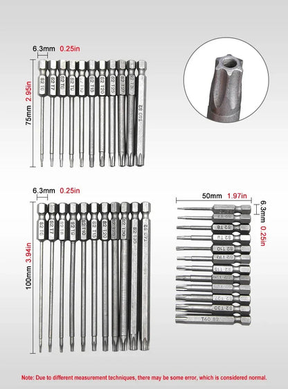 50-75-100mm Hollow Plum Blossom Extended S2 Bit Hexagon Handle Screwdriver Bit Screwdriver Tool Set