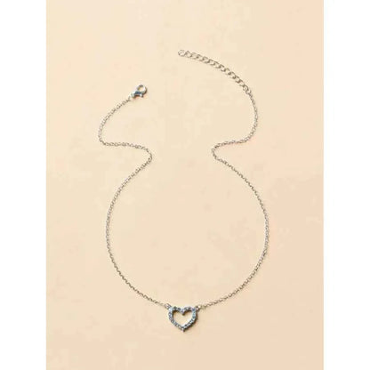Elegant Rhinestone Heart Shaped Design Pendant Necklace for Women, Stainless Steel Jewelry for Gift, Fashionable Accessories for