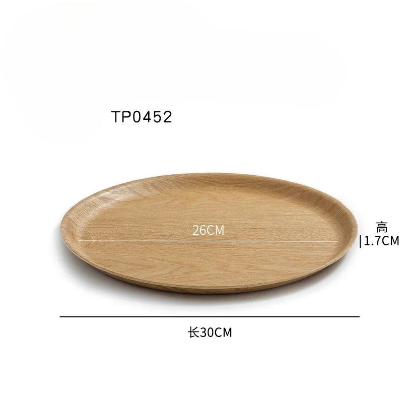 Handcrafted Round Solid Wood Dining Plate - Water Chestnut Wood Serving Tray for Breakfast, Coffee & Desserts