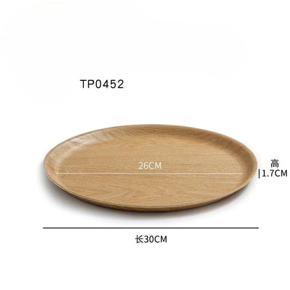 Handcrafted Round Solid Wood Dining Plate - Water Chestnut Wood Serving Tray for Breakfast, Coffee & Desserts