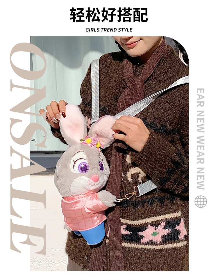 New Zootopia Doll Crossbody Bag Cartoon Judy Hopps Shoulder Bag Holiday Gift Large Capacity Portable Storage Commuter Bag