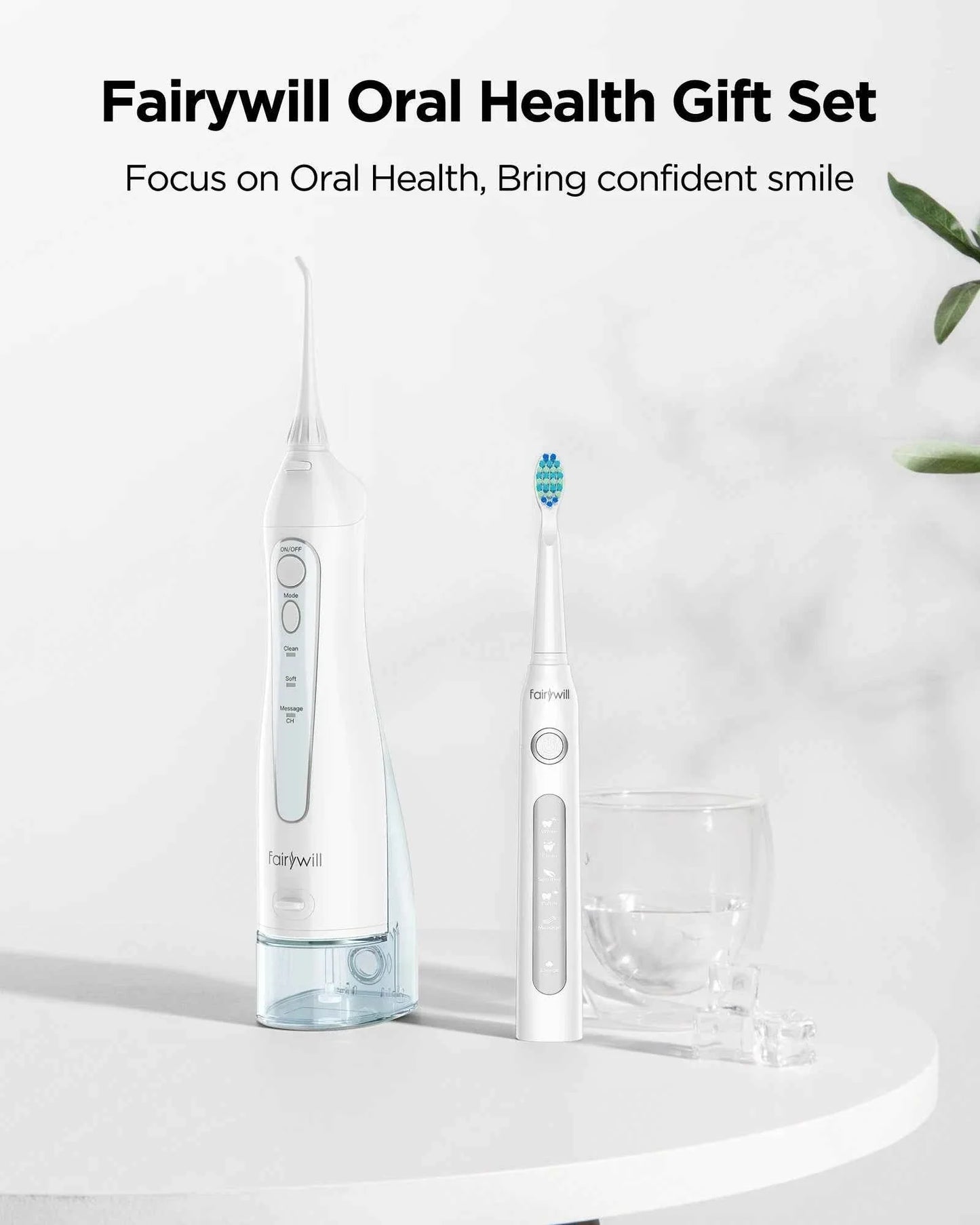 Fairywill Portable Dental Water Flosser - 300ML USB Rechargeable Oral Irrigator with 7 Jet Tips