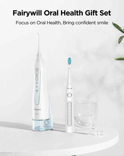 Fairywill Portable Dental Water Flosser - 300ML USB Rechargeable Oral Irrigator with 7 Jet Tips