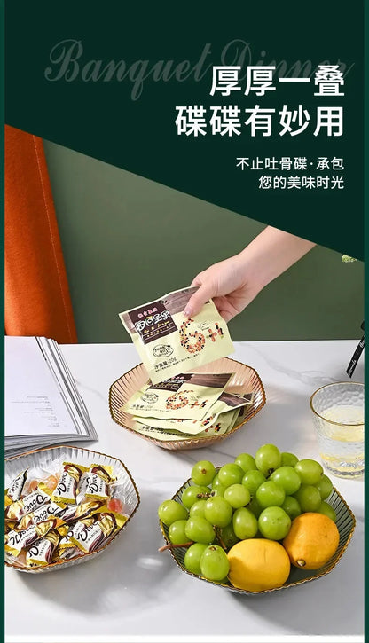 1PCS Table Plates for Serving Plates Dinnerware PET Partitioned Dish Snack Candy Cake Stand Bowl Food Fruit Plates Set Tableware