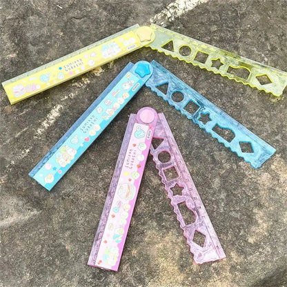 School Supplies  Gift 30CM Cute DIY Animal Drawing Rulers Drawing Tools Straightedge Folding Ruler