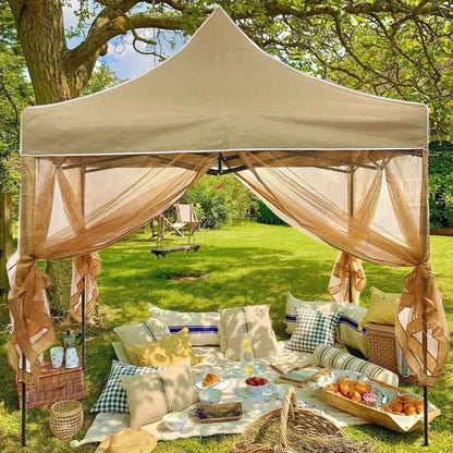 Gazebo Universal Replacement Mosquito Netting Outdoor Gazebo Canopy 4-Panel Screen Walls with Zipper (Mosquito Net Only)