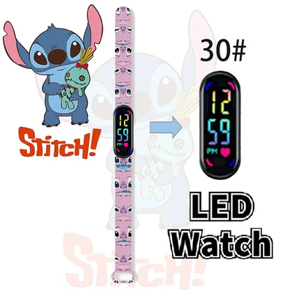 Disney Stitch Digital Kids' Watches Anime Figures LED Luminous Watch Touch Waterproof Electronic Sports Watch Kids Birthday Gift