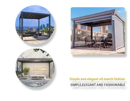 Automated Opening Waterproof Wingproof Louvered Motorized Aluminous Outdoor Living Garden Pergolas Gazebo Canopy Exterior Gazebo