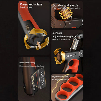 5-100 KG Grip Strength Trainer Non-Slip Gripper Stress Relief Adjustable Resistance for Musicians Athletes Hand Injury Recovery
