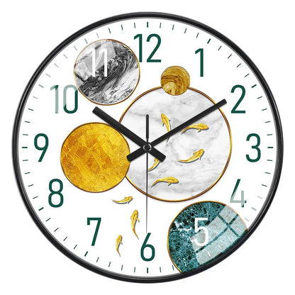 Simple Luxury Quartz Clock Hanging Wall Fish Decoration Modern Style Restaurant Living Room Home Decor Clock 8 10 12 Inche