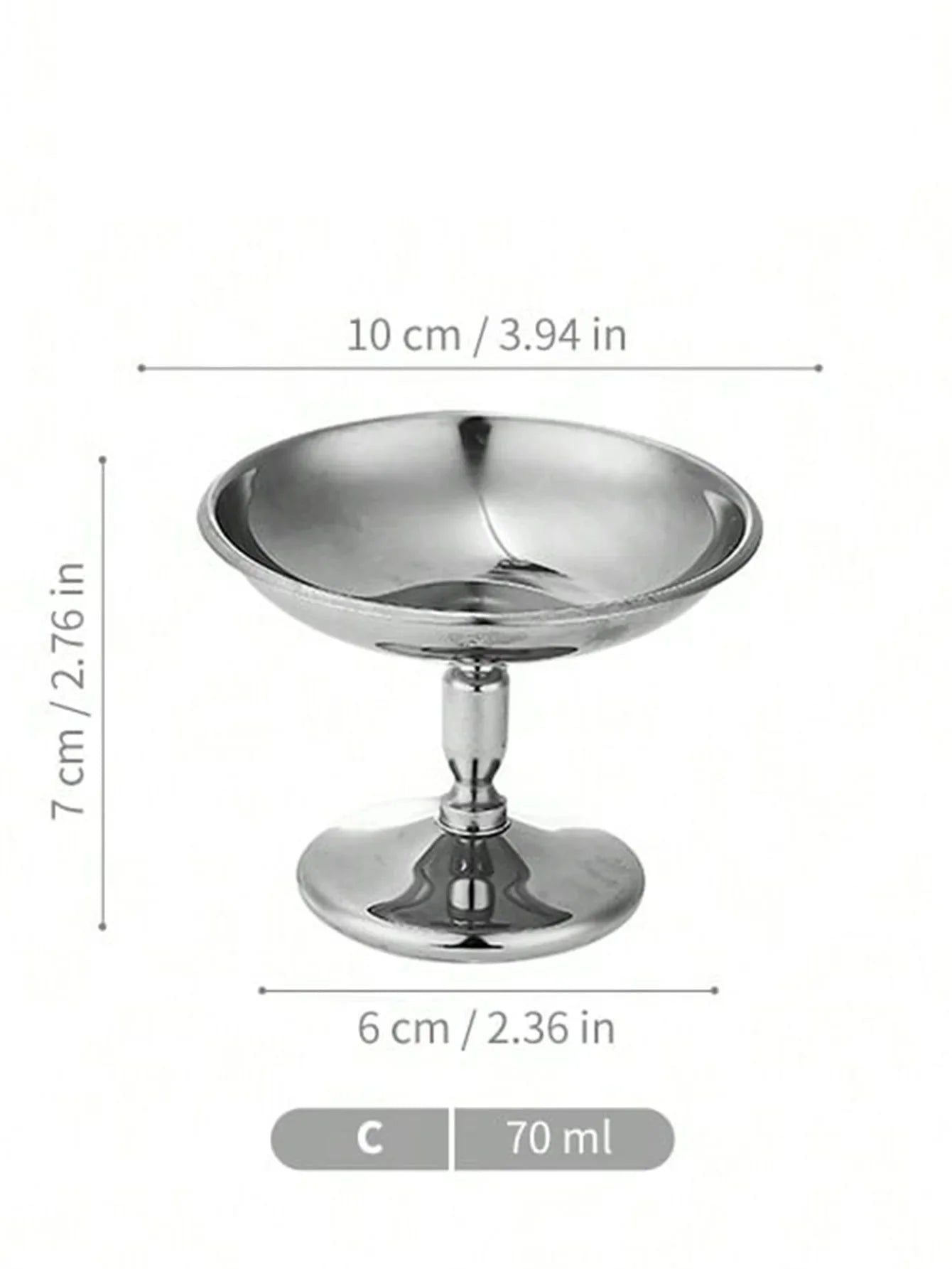1pc Dessert Plate, Vegetable Bowl, Stainless Steel Ice Cream Cup, Tall Cup, Afternoon Tea Pudding Dessert Cup Cute Plates