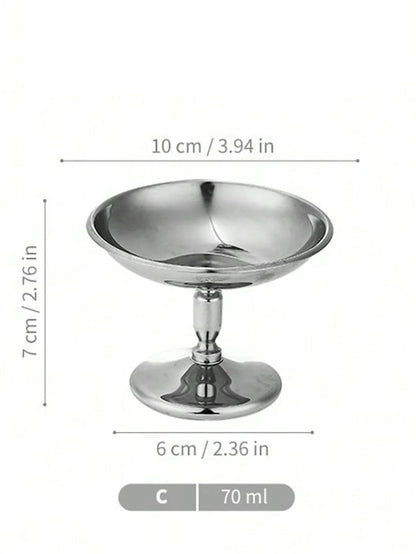 1pc Dessert Plate, Vegetable Bowl, Stainless Steel Ice Cream Cup, Tall Cup, Afternoon Tea Pudding Dessert Cup Cute Plates