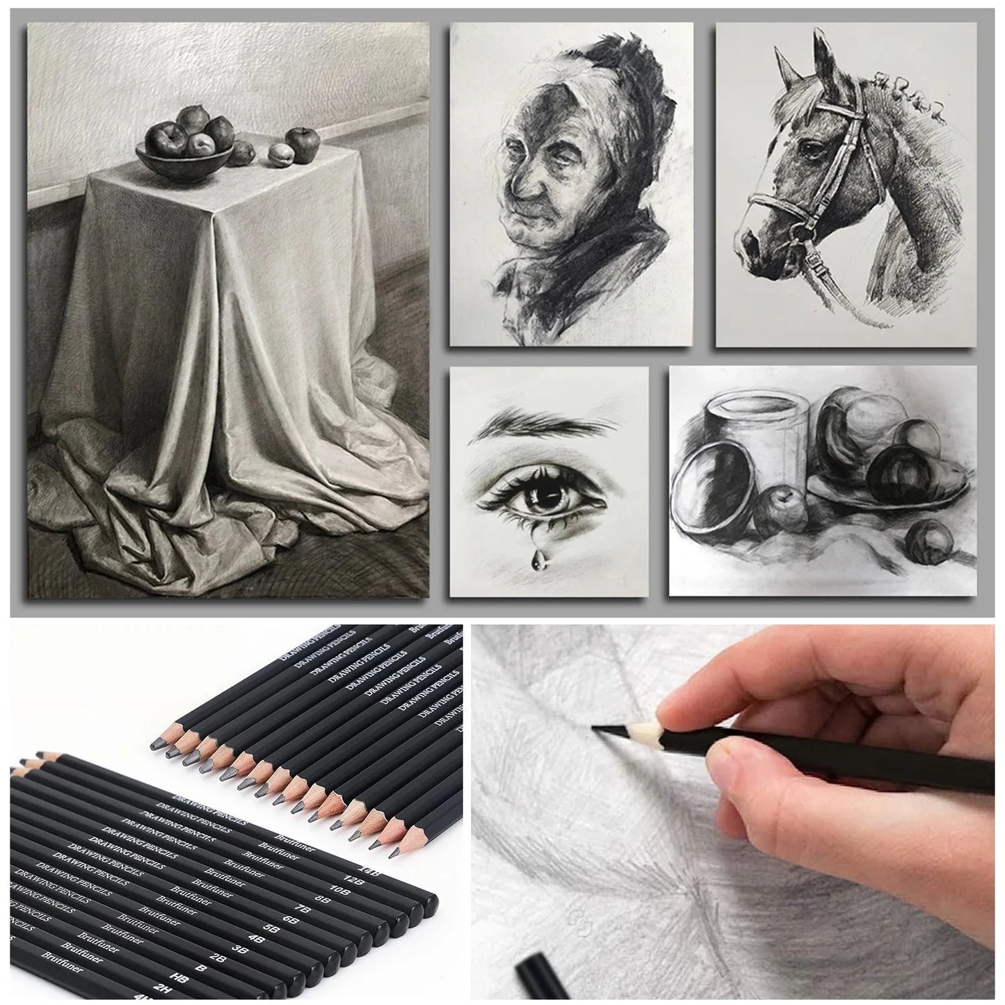 14-60 pcs Drawing Set Sketching Kit - Art Supplies,for Adults Artists with 3-Color Sketchbook,Graphite,Pastel,Charcoal Pencils