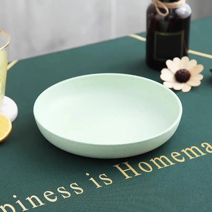 Wheat Fiber Plate Microwave Plastic Plates Dinner Plate BPA Free Food Grade Round Shape Food Dish Fruit Salad Dish Kitchen Plate