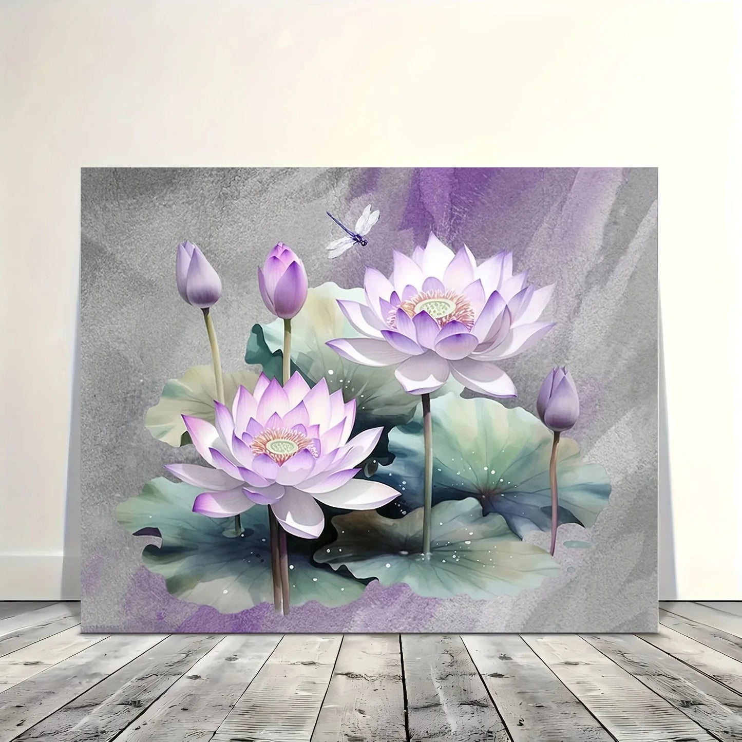 Charming Purple Flower & Green Leaf Canvas Wall Art - Framed Home Decor for Living Room, Bedroom, Kitchen, 11.8x15.7 inches