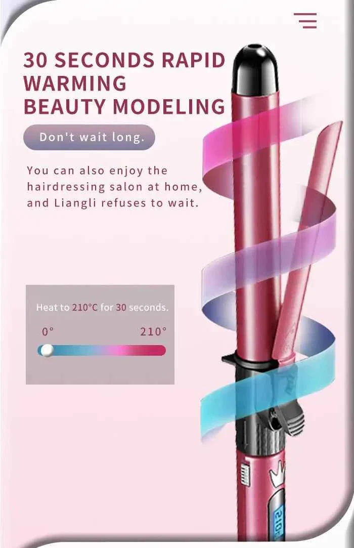 Kemei Professional Hair Curler Hair Curling Iron Wand Ceramic Tourmaline long Barrel Dual Voltage 100-240V Hair Waving Style Too