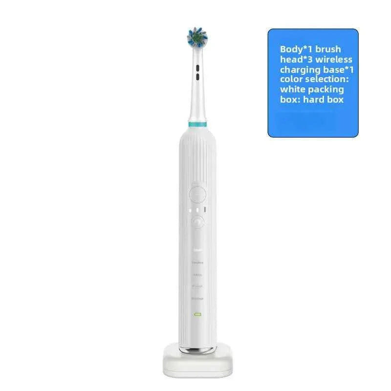 Rotating electric toothbrush with sonic vibration, multi-mode cleaning, dental care, convenient wireless charging