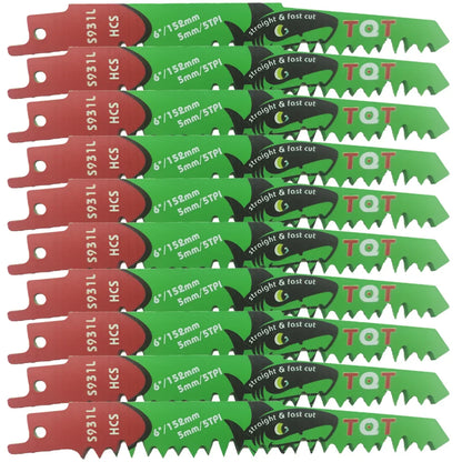 10Pcs 6-9.5-12 Inch Long Reciprocating Saw Blades 5-6Tpi Hcs 150mm Saber Blades for Cutting Wood Pvc for Bosch Makita Dewalt DIY Tool