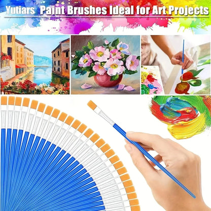 20-50 Painting Brushes Set Art Round Flat Hair Nylon Hair Paint Brush for Oil Acrylic Watercolor Kids/Artists/Beginners/Students