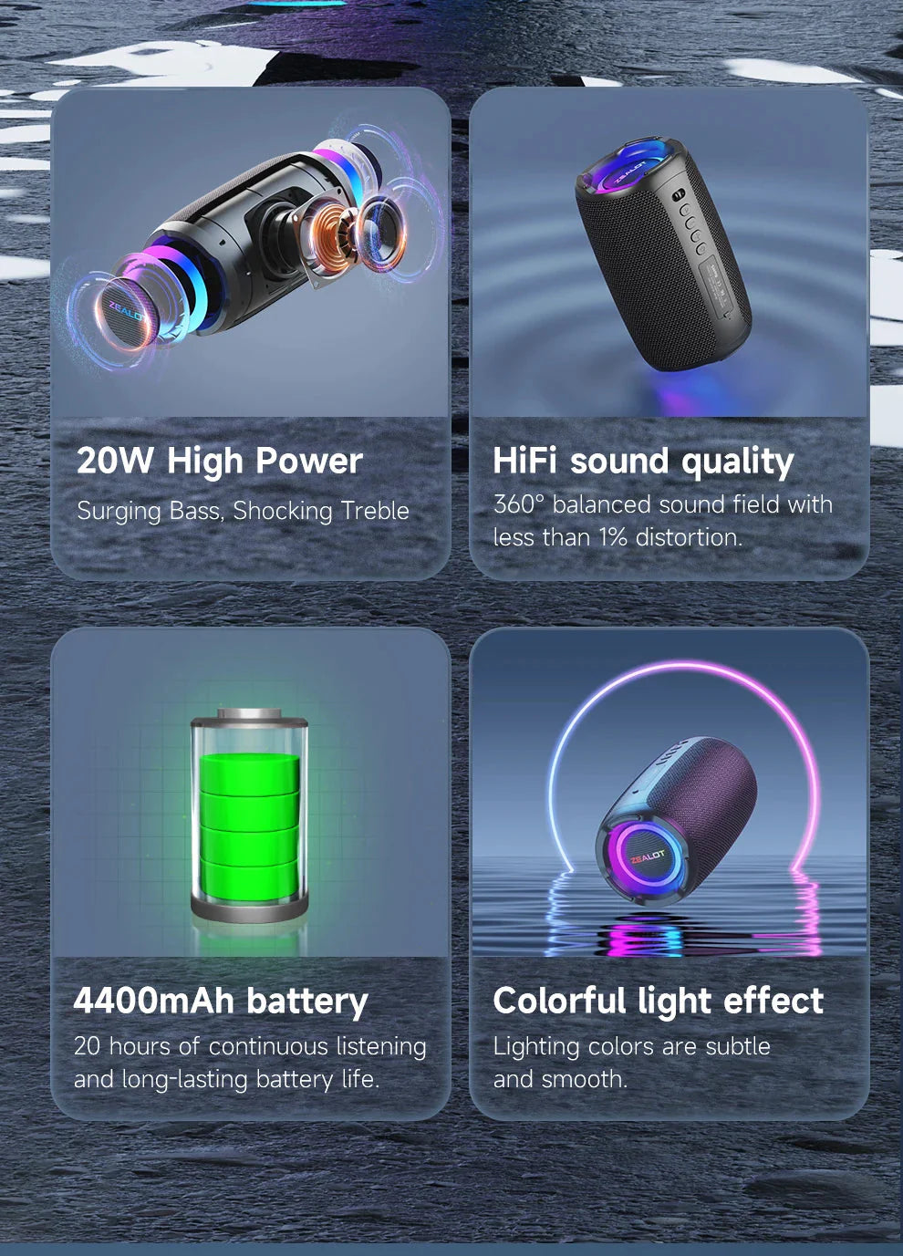 S61 Bluetooth Speaker,with IPX6 Waterproof Protection and Outdoor Bass Sound for Backyard and Beach Party,10W Loudspeaker