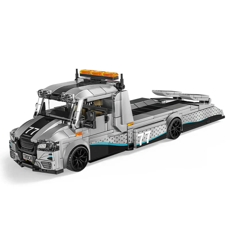 672Pcs Modified Trailer Building Blocks MOC Car Transporter Flatbed Tow Truck Vehicle Recovery Hauler Boys Festival Party Gifts