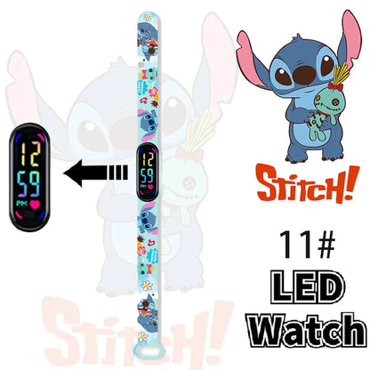Disney Stitch Digital Kids' Watches Anime Figures LED Luminous Watch Touch Waterproof Electronic Sports Watch Kids Birthday Gift
