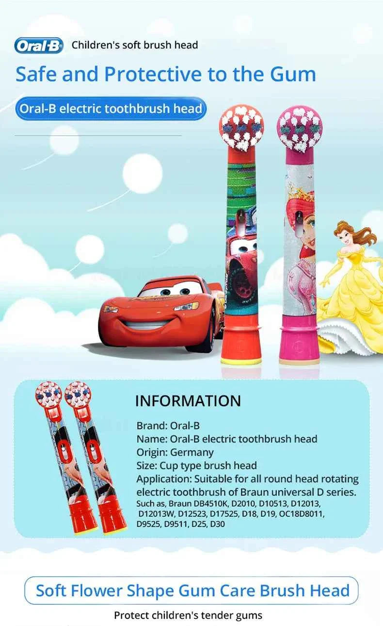 Oral B Children Electric Toothbrush Heads Frozen Utral Soft Tooth Brush Heads Round Brush Heads 2/3/4 hedas for 3-12 years old