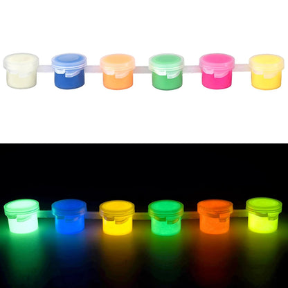 6Colors Acrylic Fluorescent Paint Glow In Dark DIY Painting Art Materials Arts Crafts Painting Tool DIY Graffiti Acrylic Pigment