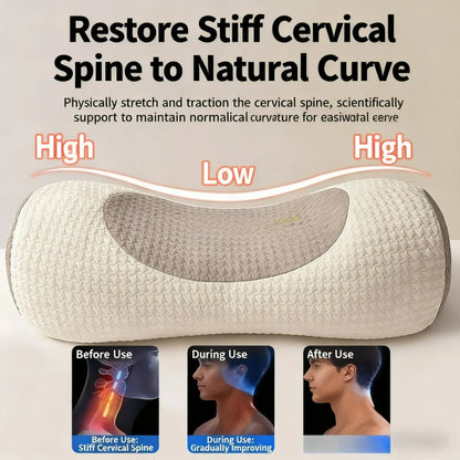Ergonomic Buckwheat Pillow Adjustable Height Breathable Hypoallergenic Pillow with Removable Cover Cervical Spine & Head Back