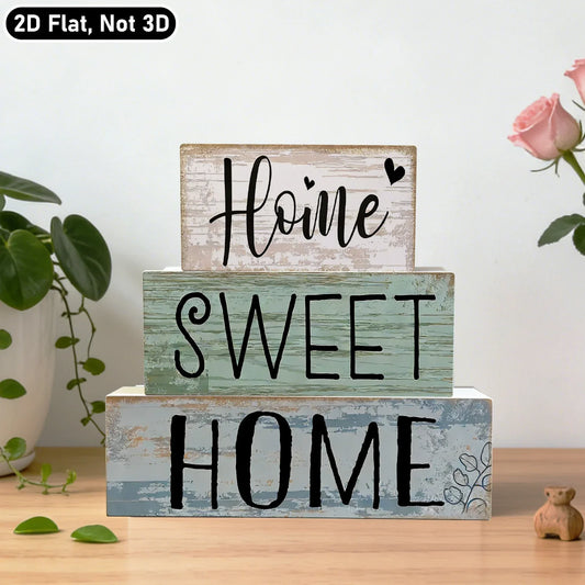 PVC Farmhouse Tabletop Plaques & Signs, Rustic Home Tiered Tray Decor, Table Ornament for Kitchen Shelf, Home Sweet Home Sign